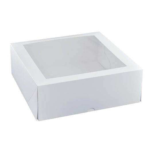 Detpak 280mm Square Patisserie Box White (50 Pack) (280x280x100mm / 11x11x4") • PAS-DD385
