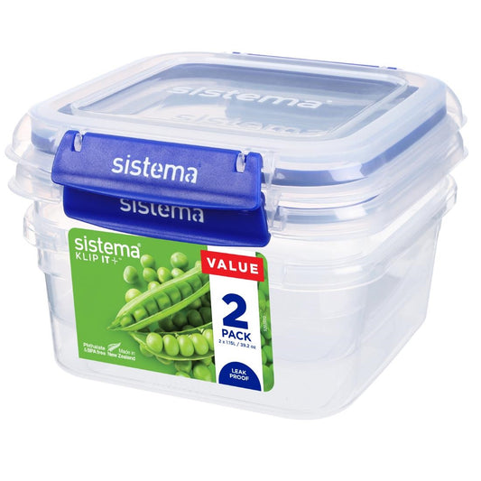 Sistema Klip It Plus Square container - 1.15Ltr (2 Pack) (Pack of 2) • PAS-DD412