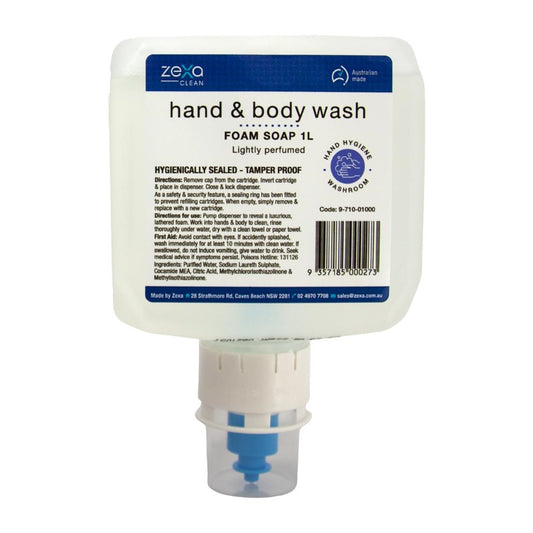 Zexa foam hand and bodywash 1ltr cartridge (Pack Quantity: 1 x 1Ltr Cartridge | Plightly Fragranced | Foam Consistency) • PAS-DD438