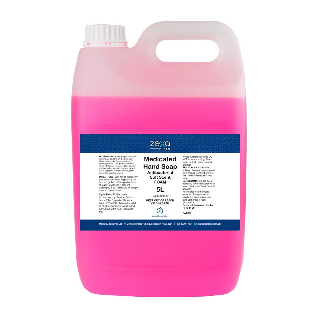 Zexa medicated hand soap soft scent foam (Anti-bacterial) 5Ltr (Pack Quantity: 1 x 5ltr Refillable Liquid | Lightly Fragranced | Liquid Consistency) • PAS-DD445