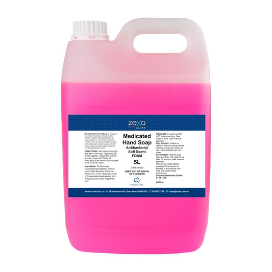 Zexa medicated hand soap soft scent foam (Anti-bacterial) 5Ltr (Pack Quantity: 1 x 5ltr Refillable Liquid | Lightly Fragranced | Liquid Consistency) • PAS-DD445