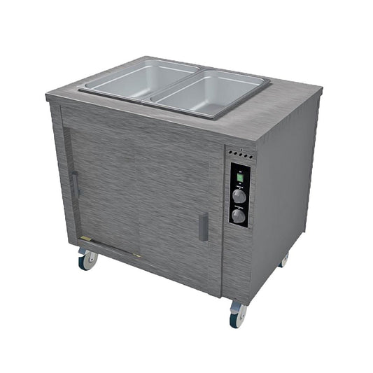 Versigen Wet/Dry Bain Marie with hot cupboard - 2x1/1GN (Wet and Dry Well | 2x1/1GN | Power: 2.4 kW/15amp | Single Phase) • PAS-DD502
