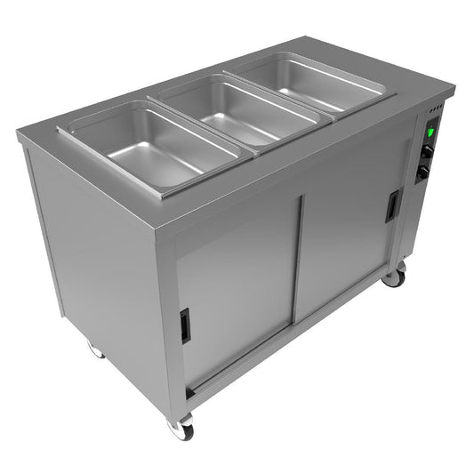 Versigen Wet/Dry Bain Marie with hot cupboard - 3x1/1GN (Wet and Dry Well | 3x1/1GN | Power: 2.9 kW/15amp | Single Phase) • PAS-DD503