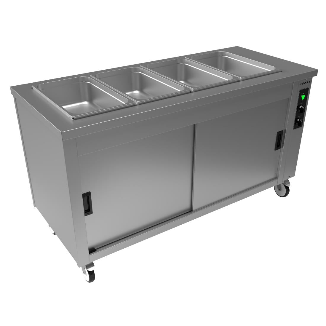 Versigen Wet/Dry Bain Marie with hot cupboard - 4x1/1GN (Wet and Dry Well | 4x1/1GN | Power: 2.9 kW/15amp | Single Phase) • PAS-DD504