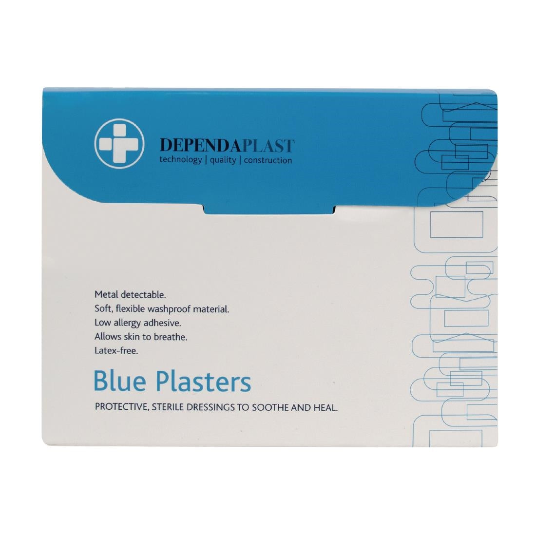 Dependaplast Blue Food Area Plasters 70mmx20mm (100 Pack) (Pack of 100 | Low Allergy Adhesive| Colour Blue) • PAS-DD611