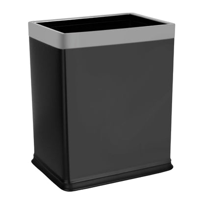 Noble & Price Rectangular Bin Black With S/S Top 8.8Ltr - 235x175x280mm • PAS-DD765