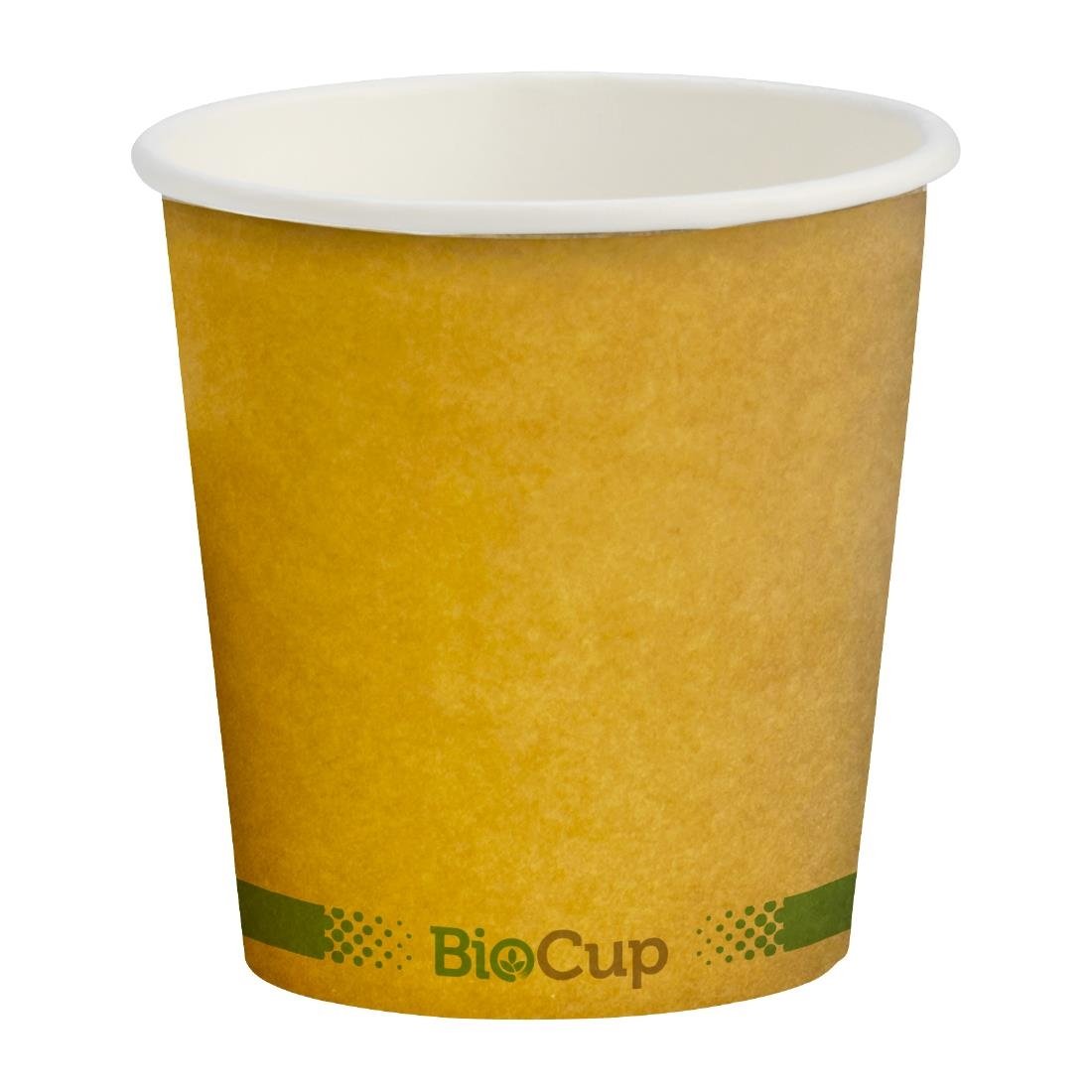 BioPak Hot Paper BioCup Single Wall Green Stripe 120ml / 63mm Kraft (Pack 2000) • PAS-DD799