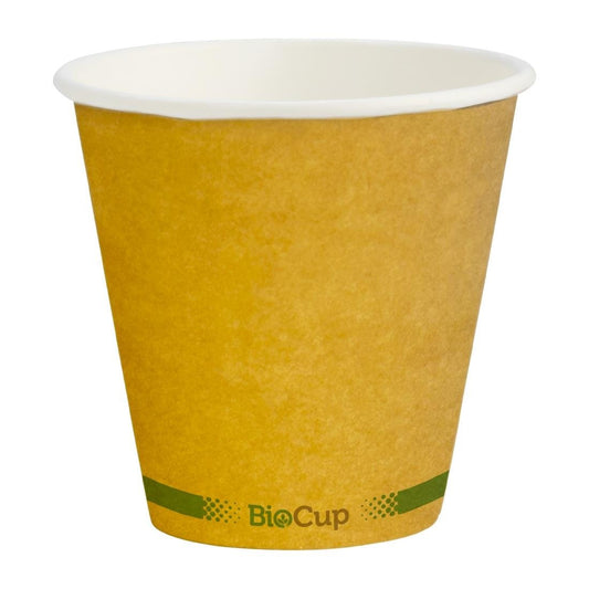 BioPak Hot Paper BioCup Single Wall Green Stripe 280ml / 90mm Kraft (Pack 1000) • PAS-DD802