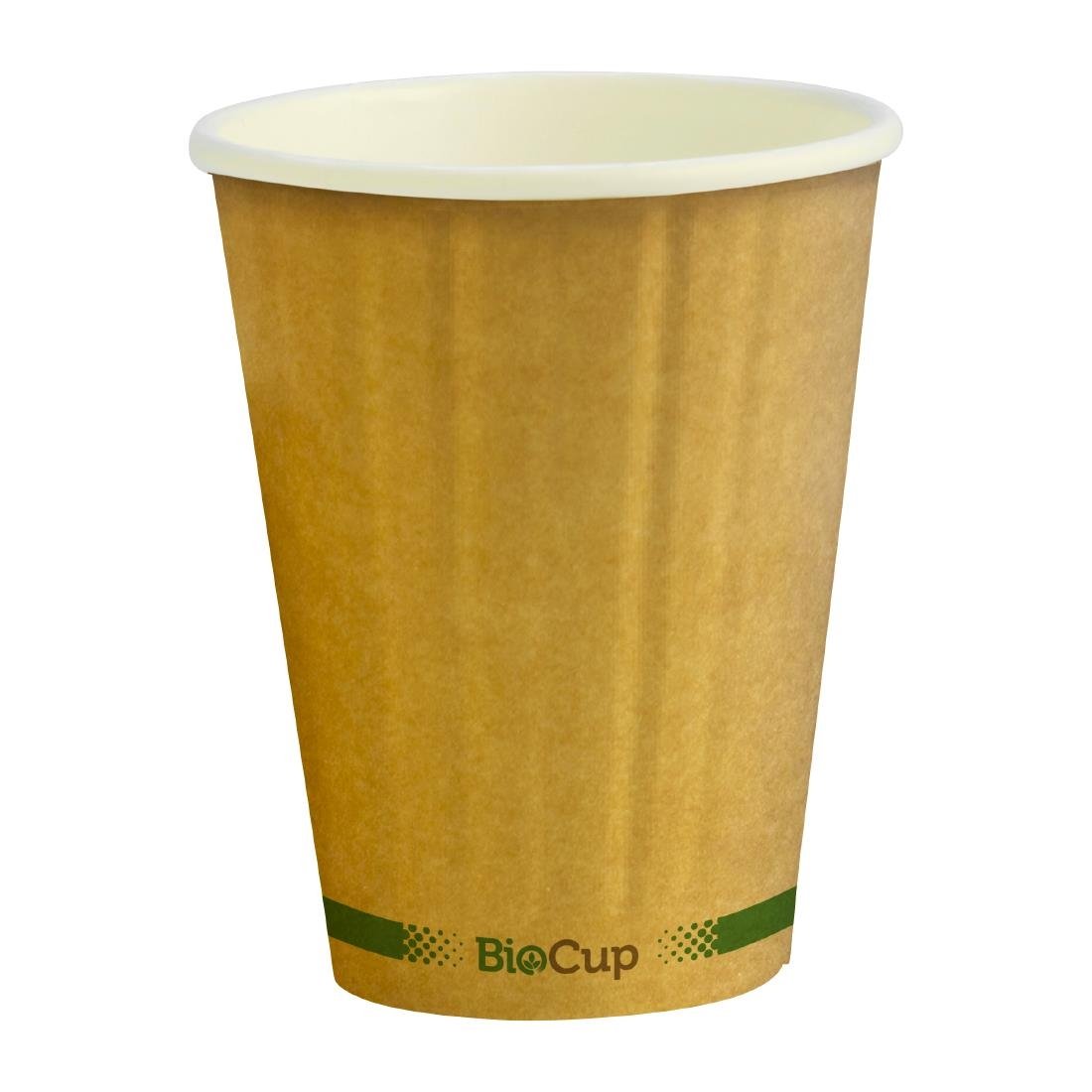 Biopak BioCup Double Wall Kraft Green Line - 255ml / 80mm (Pack 1000) • PAS-DD805