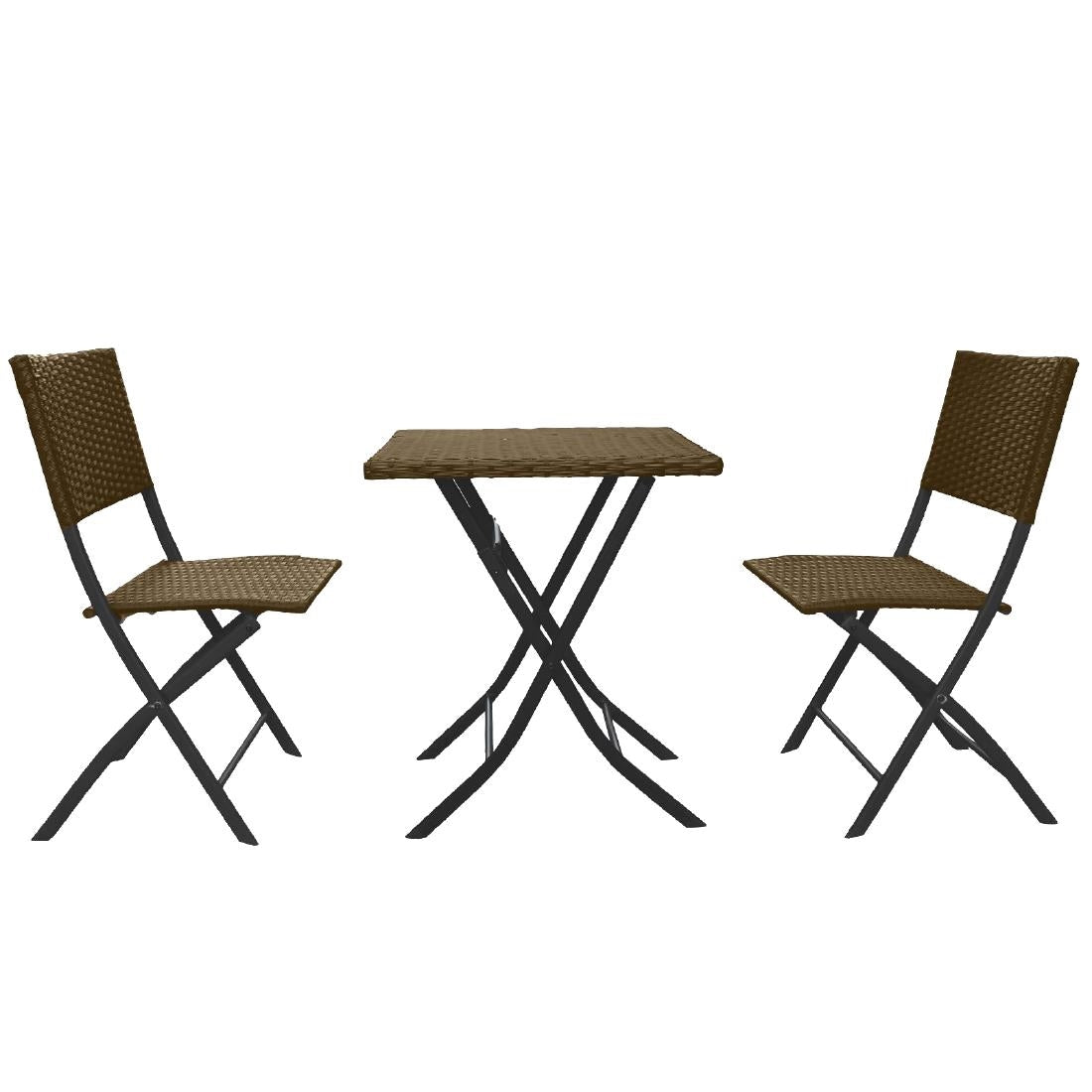 Arcadia Furniture 3 Piece 2 Chairs & 1 Table Folding Rattan Coffee Set - Oatmeal • PAS-DD843