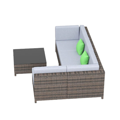 Milano Outdoor 5 Piece Rattan Sofa Set Colour Oatmeal Seat & Black Coating • PAS-DD844