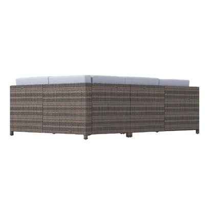 Milano Outdoor 5 Piece Rattan Sofa Set Colour Oatmeal Seat & Black Coating • PAS-DD844