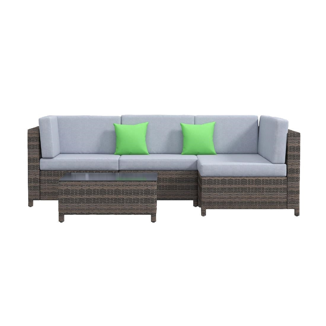 Milano Outdoor 5 Piece Rattan Sofa Set Colour Oatmeal Seat & Black Coating • PAS-DD844