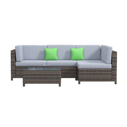 Milano Outdoor 5 Piece Rattan Sofa Set Colour Oatmeal Seat & Black Coating • PAS-DD844