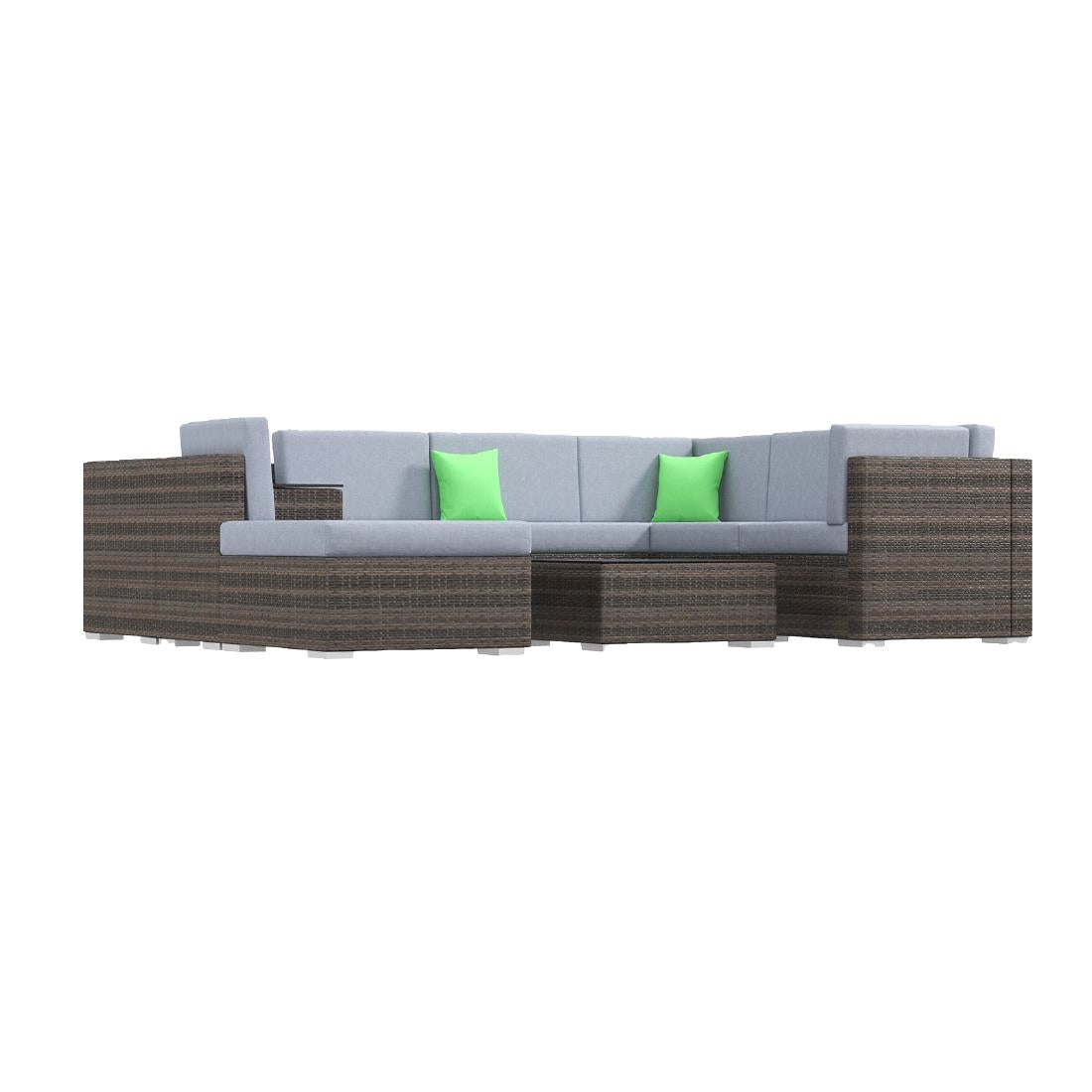 Milano Outdoor 9 Piece Oatmeal Rattan Sofa Set - Black & Grey Seats • PAS-DD845