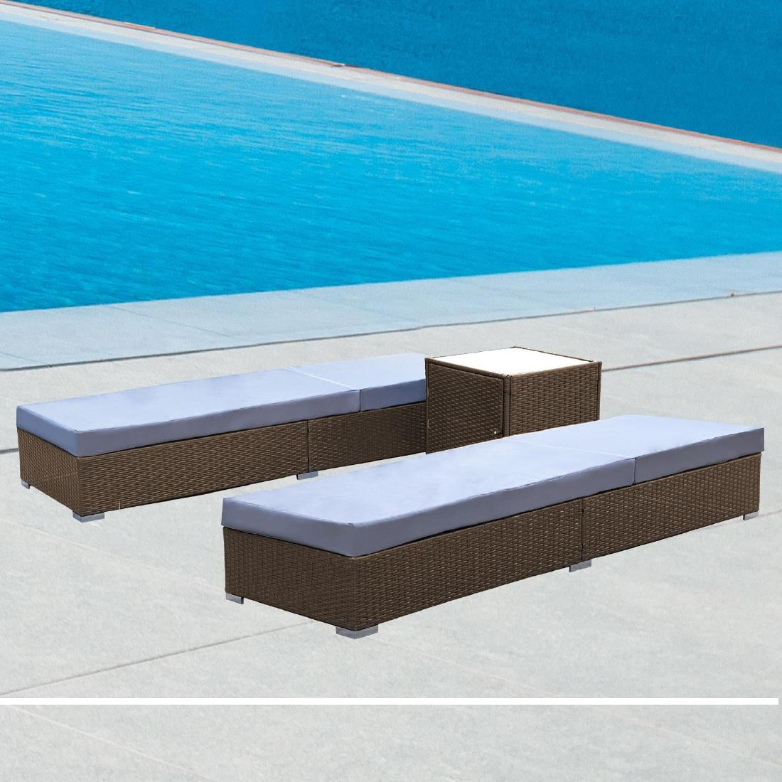 Arcadia Furniture 3 Piece Sunlounge Set - Grey and Oatmeal • PAS-DD846