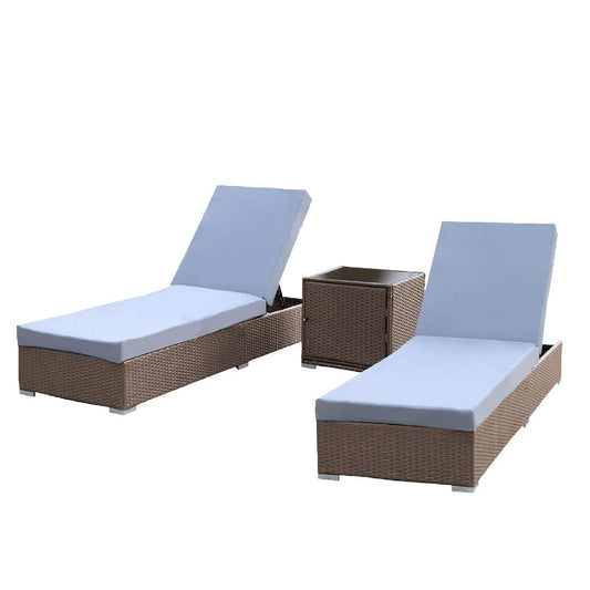 Arcadia Furniture 3 Piece Sunlounge Set - Grey and Oatmeal • PAS-DD846