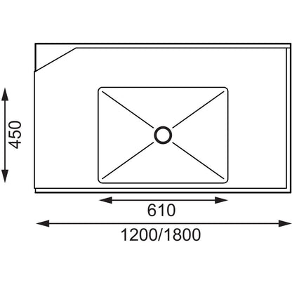 Vogue Dishwasher Inlet Table with Sink 90mm outlet - 1200x700x960mm R/H • PAS-DE472