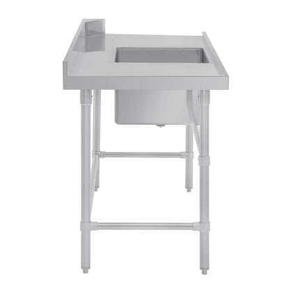Vogue Dishwasher Inlet Table with Sink 90mm outlet - 1800x700x960mm L/H (Left Hand. 1800(W)x700(D)x960(H)mm) • PAS-DE473