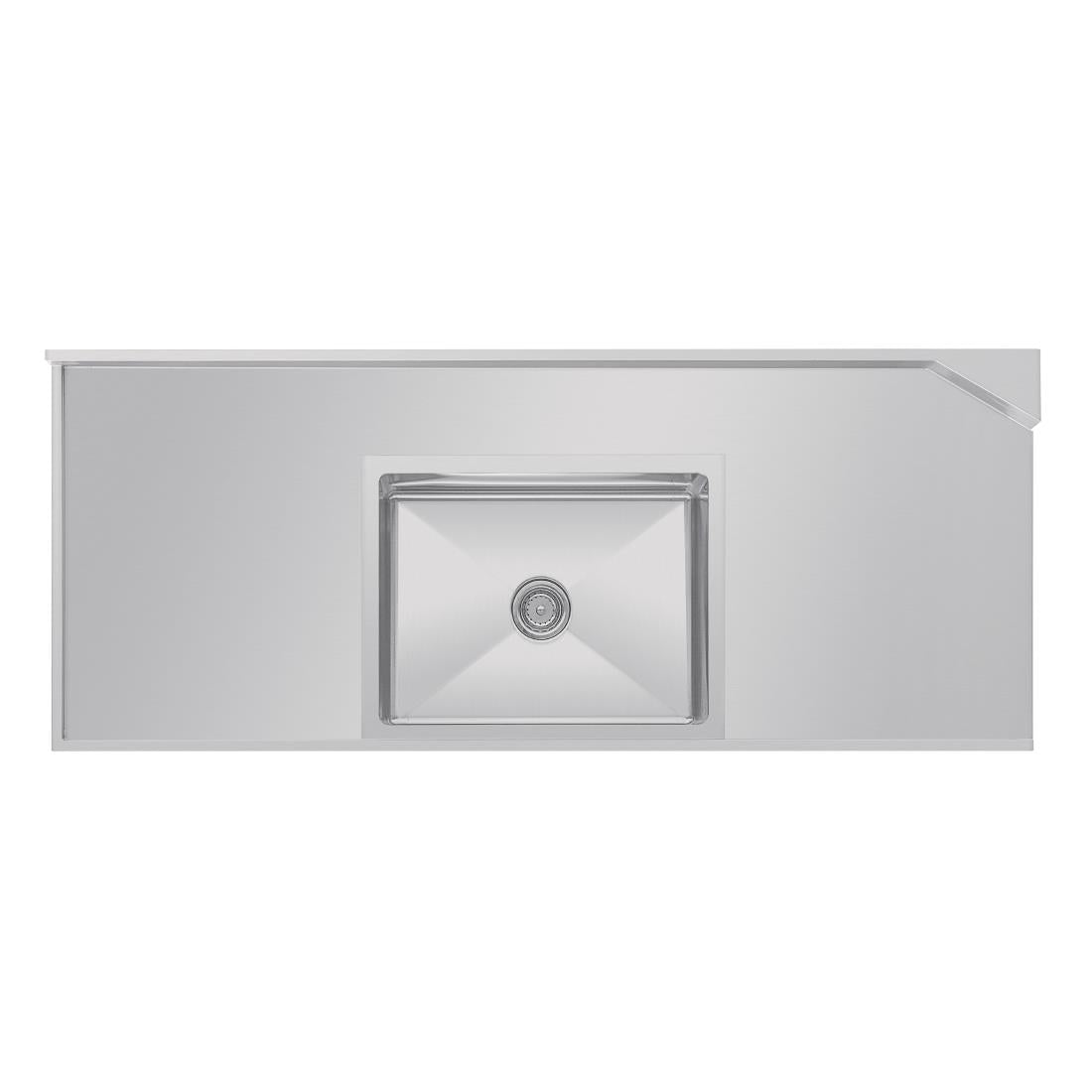 Vogue Dishwasher Inlet Table with Sink 90mm outlet - 1800x700x960mm L/H (Left Hand. 1800(W)x700(D)x960(H)mm) • PAS-DE473