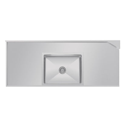 Vogue Dishwasher Inlet Table with Sink 90mm outlet - 1800x700x960mm L/H (Left Hand. 1800(W)x700(D)x960(H)mm) • PAS-DE473