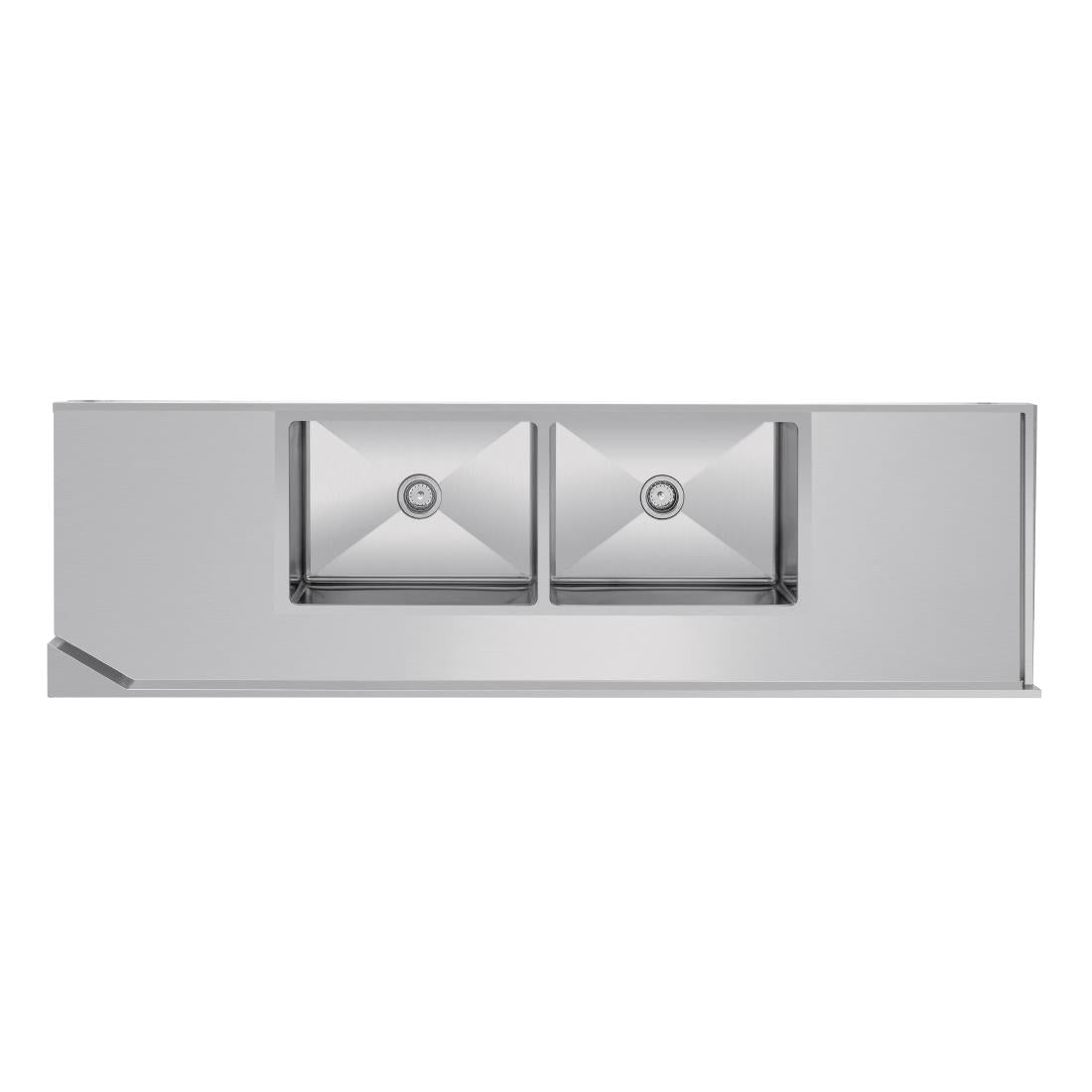 Vogue Dishwasher Inlet Table with Double Bowl Sink 90mm outlet 2400x700x960mmL/H (Left Hand. 2400(W)x700(D)x960(H)mm) • PAS-DE475