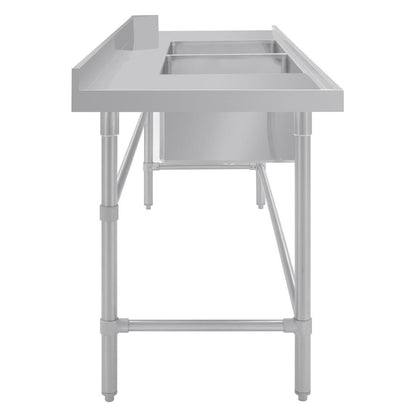 Vogue Dishwasher Inlet Table with Double Bowl Sink 90mm outlet 2400x700x960mmL/H (Left Hand. 2400(W)x700(D)x960(H)mm) • PAS-DE475