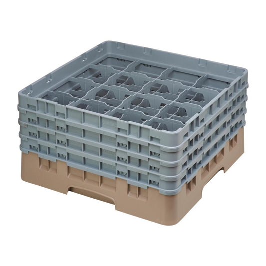 Cambro Camrack Beige 16 Compartments Max Glass Height 215mm • PAS-DE784