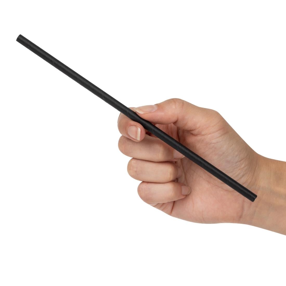 Fiesta Compostable Paper Straws Black 6mm (250 Pack) (Length: 210mm | Pack Quantity: 250) • PAS-DE926
