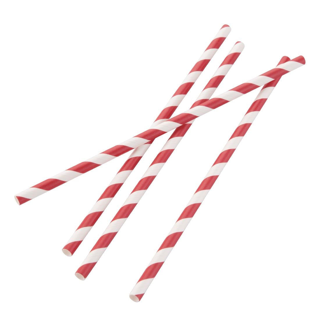 Fiesta Compostable Paper Straws Red & White Stripe 6mm (250 Pack) (Length: 210mm | Pack Quantity: 250) • PAS-DE927