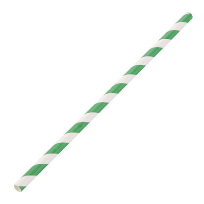 Fiesta Compostable Paper Straws Green Stripes (Pack of 250) • PAS-DE928