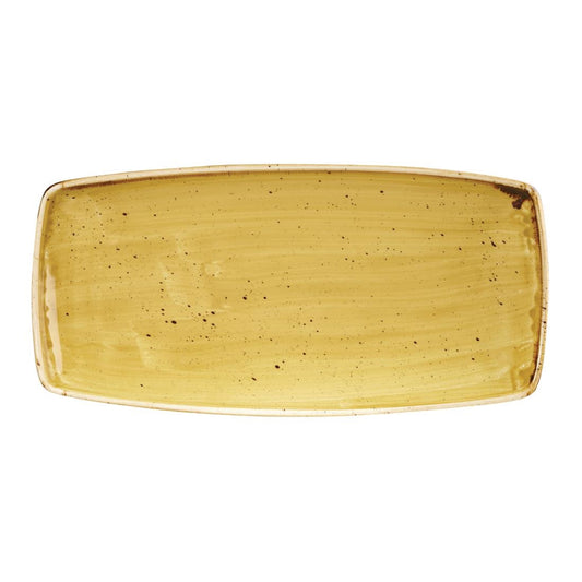 Churchill Stonecast Rectangular Plate Mustard Seed Yellow 295 x 150mm • PAS-DF791