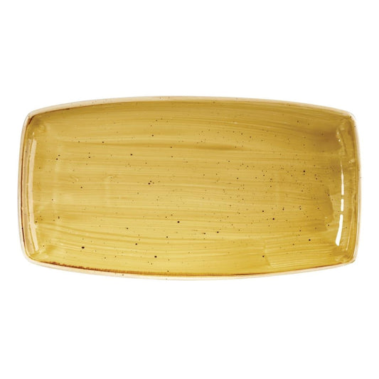 Churchill Stonecast Rectangular Plate Mustard Seed Yellow 350 x 185mm • PAS-DF792