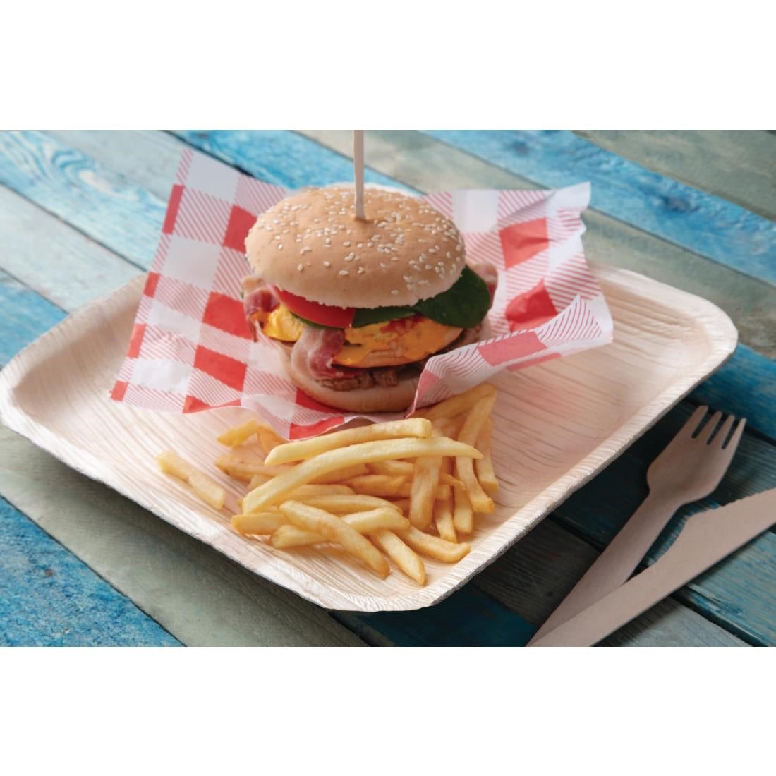 Fiesta Compostable Palm Leaf Plates Square 250mm (100 Pack) (250(W) x 250(D)mm | Pack Quantity: 100) • PAS-HT875
