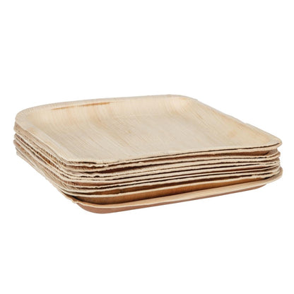 Fiesta Compostable Palm Leaf Plates Square 250mm (100 Pack) (250(W) x 250(D)mm | Pack Quantity: 100) • PAS-HT875