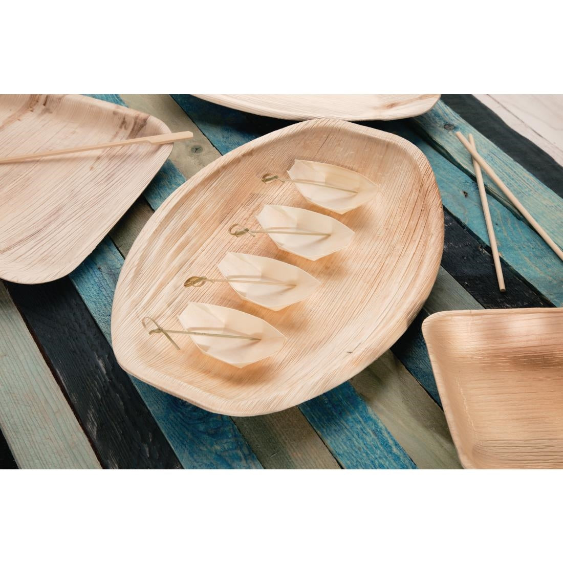 Fiesta Compostable Biodegradable Wooden Boats 80mm (Pack of 100) • PAS-DK383