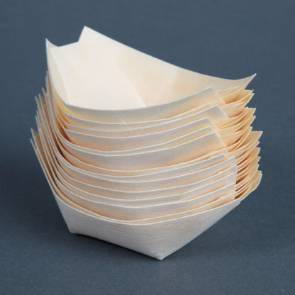 Fiesta Compostable Wooden Sushi Boats Small 80mm (100 Pack) • PAS-DK383