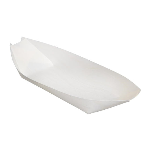 Fiesta Compostable Wooden Sushi Boats Large 250mm (100 Pack) • PAS-DK386