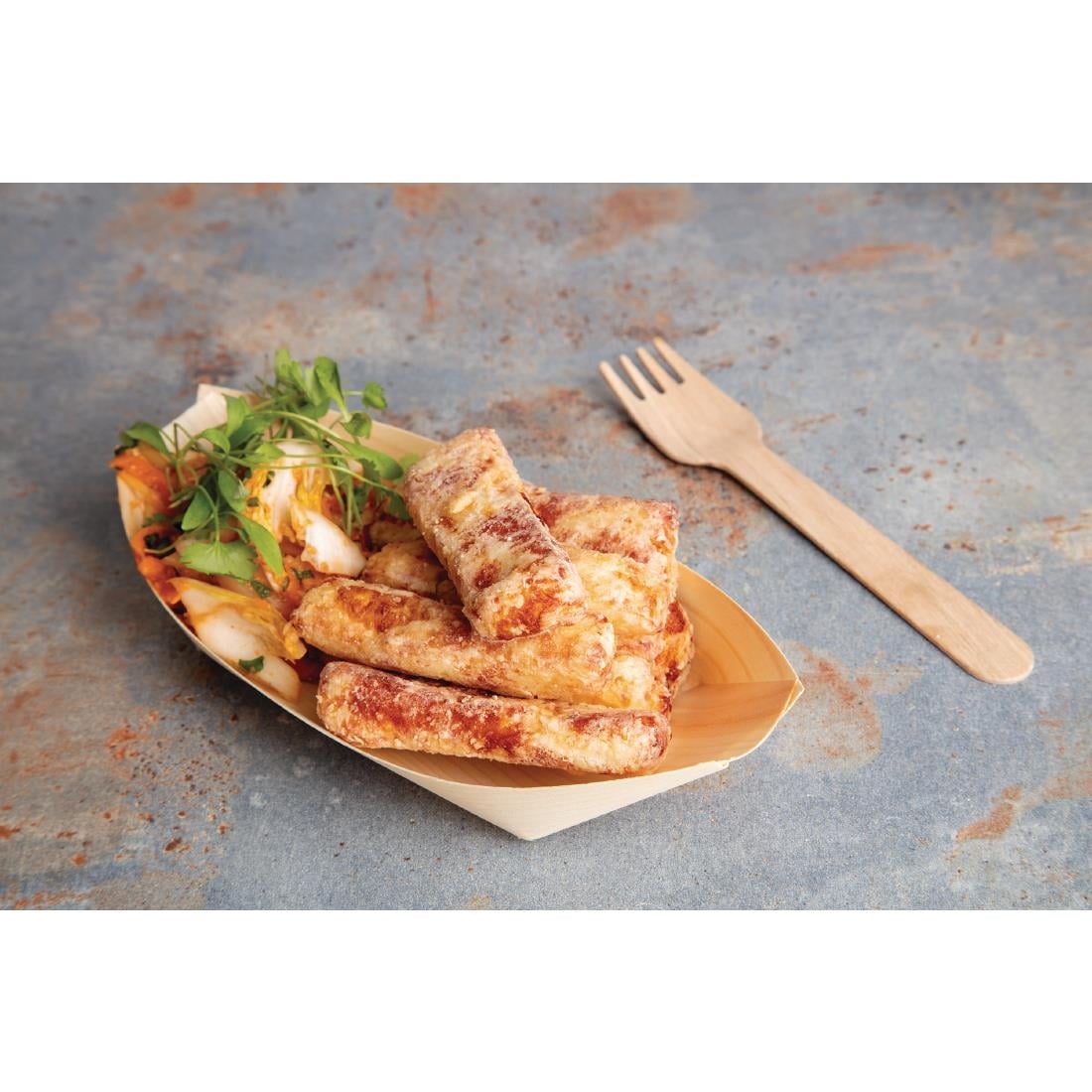Fiesta Compostable Wooden Sushi Boats Medium 190mm (100 Pack) • PAS-DK387