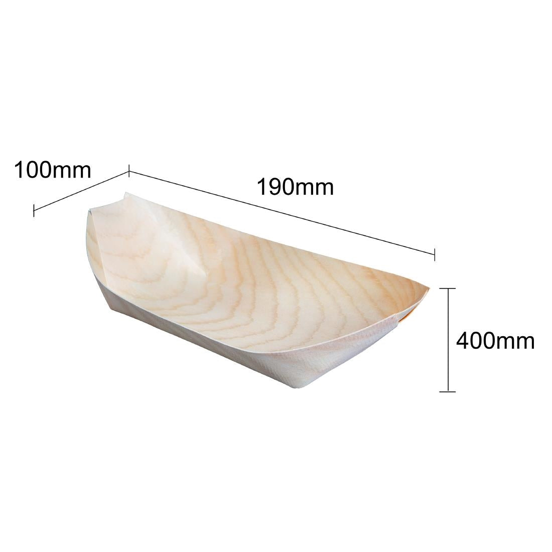 Fiesta Compostable Wooden Sushi Boats Medium 190mm (100 Pack) • PAS-DK387