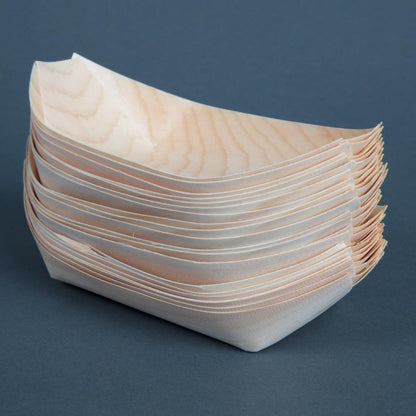 Fiesta Compostable Wooden Sushi Boats Medium 190mm (100 Pack) • PAS-DK387