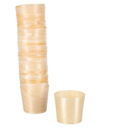 Fiesta Compostable Biodegradable Wooden Sauce Dipping Pots 38ml (Capacity: 38ml / 1.25oz | Pack Quantity: 100) • PAS-DK388