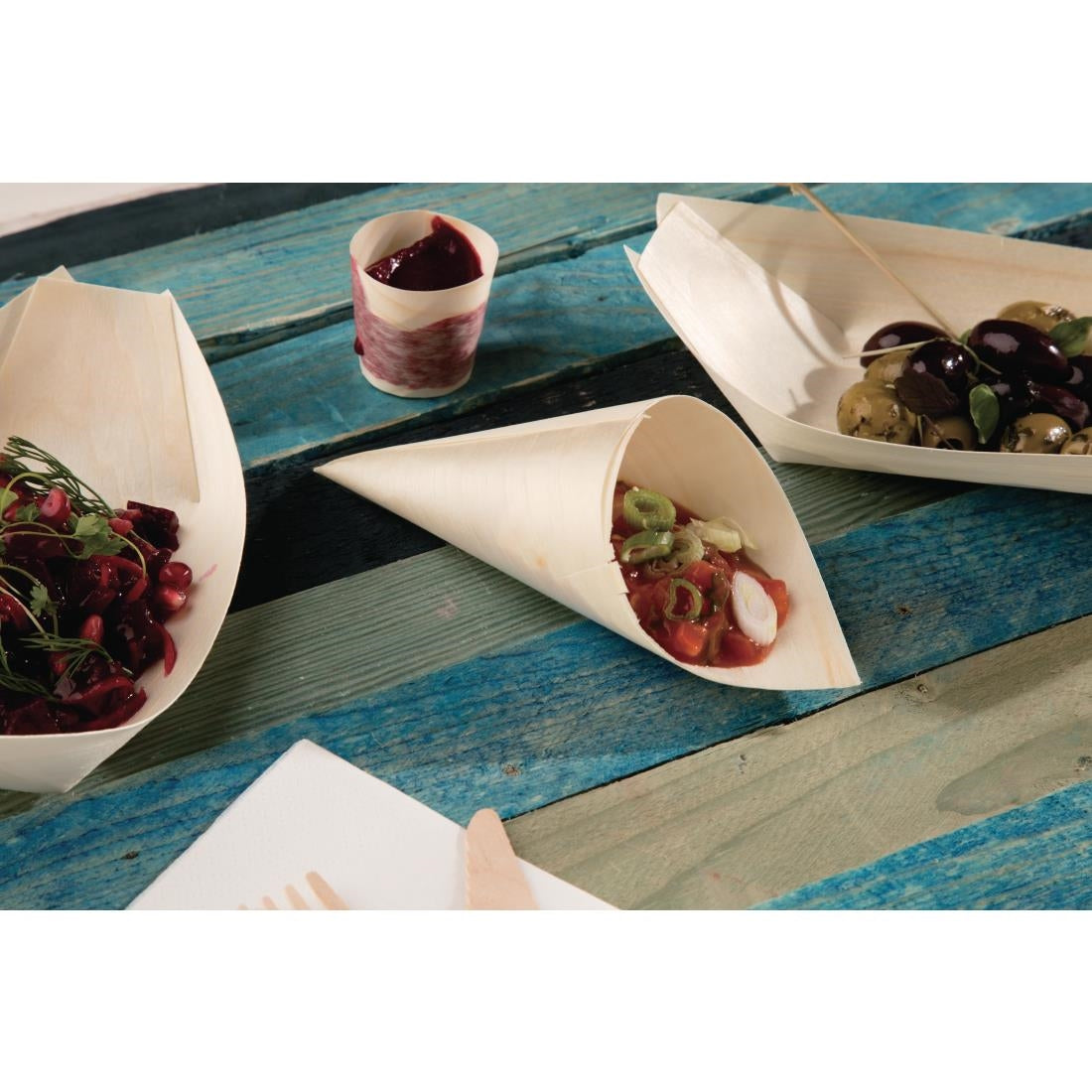 Fiesta Compostable Wooden Canape Cones 75mm (100 Pack) (170(H) x 75(W) x 75(D)mm. Pack Quantity: 100) • PAS-DK389