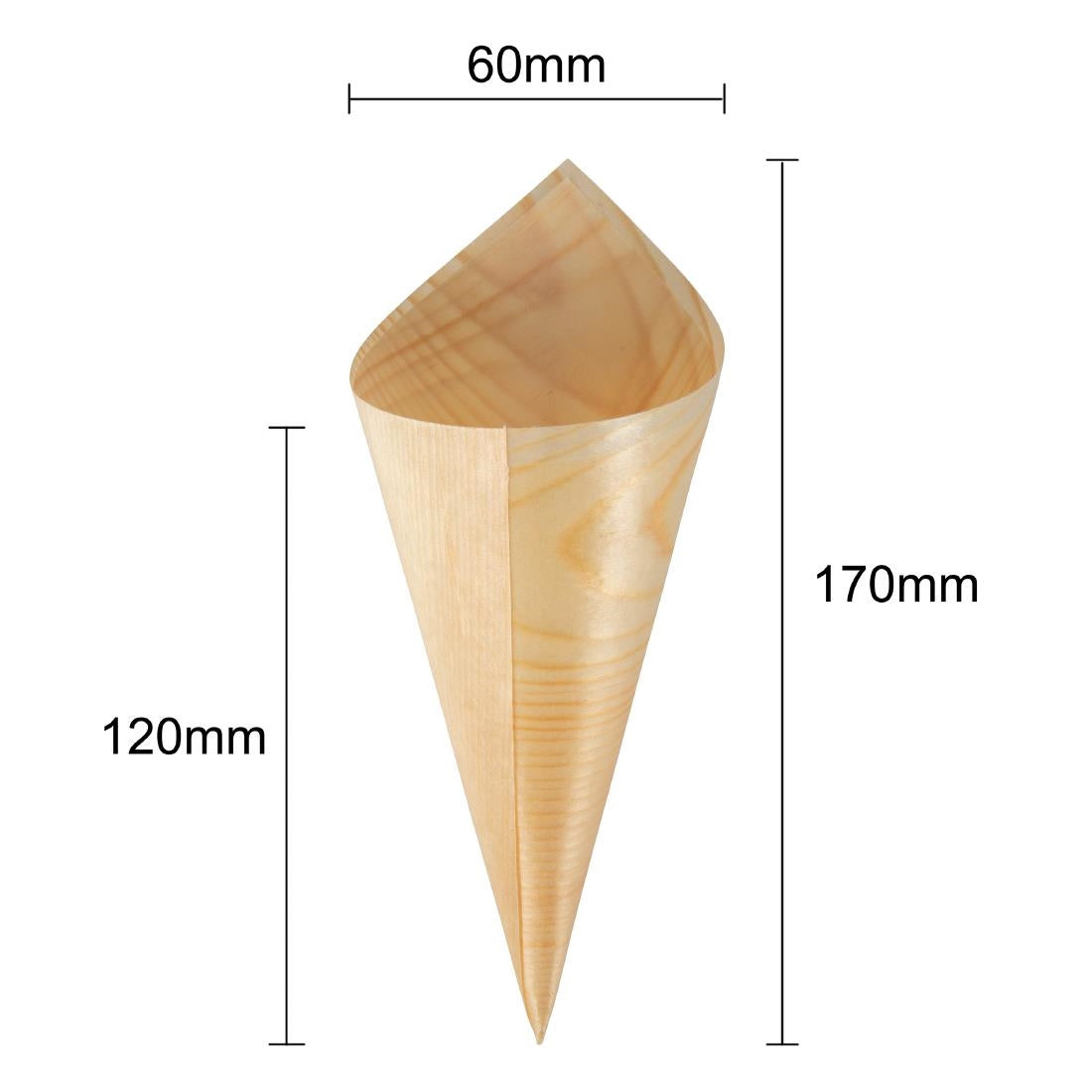 Fiesta Compostable Wooden Canape Cones 75mm (100 Pack) (170(H) x 75(W) x 75(D)mm. Pack Quantity: 100) • PAS-DK389