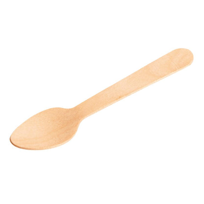 Fiesta Compostable Biodegradable Wooden Teaspoons (100 Pack) (110(L)mm | 4 1/4". Pack Quantity: 100) • PAS-DK398