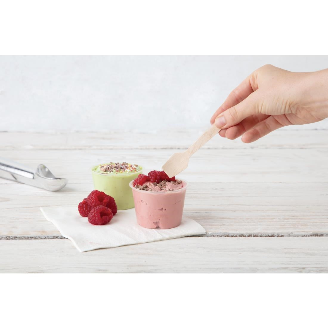 Fiesta Compostable Wooden Ice Cream Spoons (100 Pack) • PAS-DK399