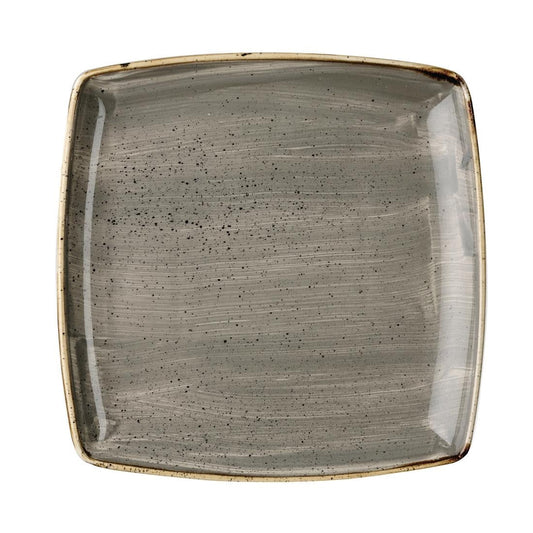 Churchill Stonecast Deep Square Plate Peppercorn Grey 268mm • PAS-DK563