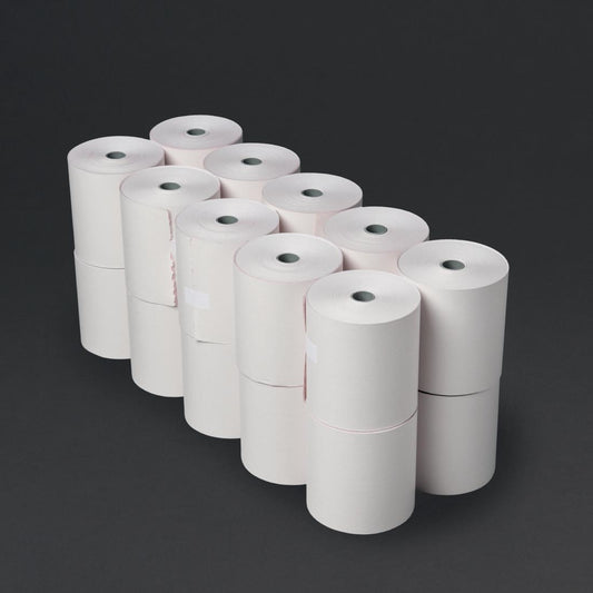 Olympia Non-Thermal 2ply White and Pink Till Roll 76x71mm (20 Pack) (1xWhite & 1xPink | Box Qty: 20) • PAS-DK595