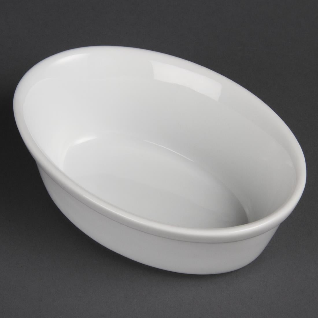 Olympia Whiteware Oval Pie Bowl 153x110x50mm (6 Pack) (Size: 153x110x50mm | Porcelain) • PAS-DK807