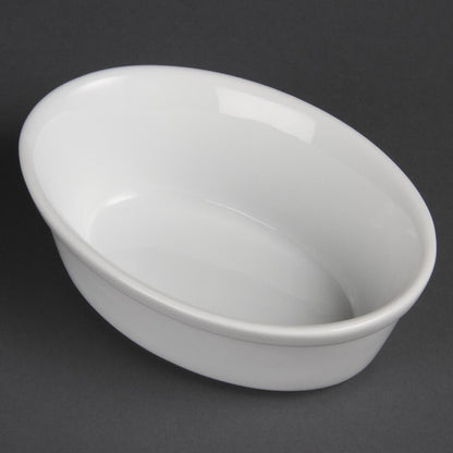 Olympia Whiteware Oval Pie Bowl 153x110x50mm (6 Pack) (Size: 153x110x50mm | Porcelain) • PAS-DK807